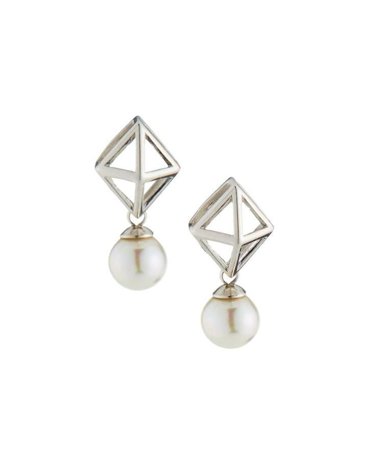Geometric Pearl Drop Earrings