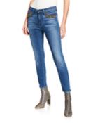 Embellished Pocket Skinny Ankle Jeans, Blue