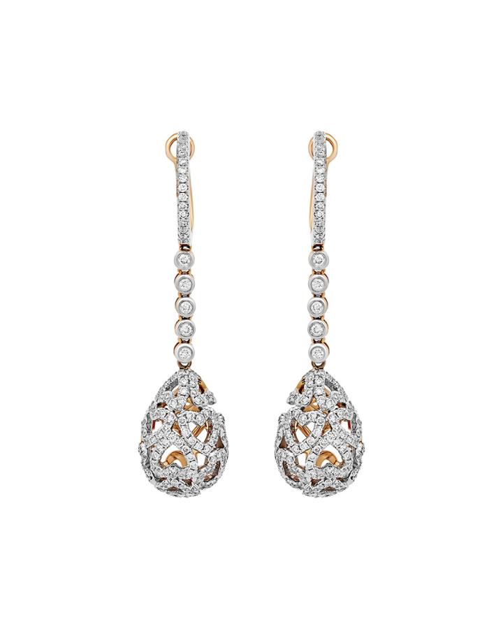 18k Rose Gold Diamond Heart-teardrop Earrings