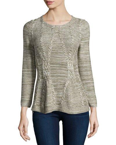 Bracelet-sleeve Peplum Sweater, True