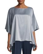 Abbot Dolman-sleeve Artistry Silk Blouse, Vision Blue