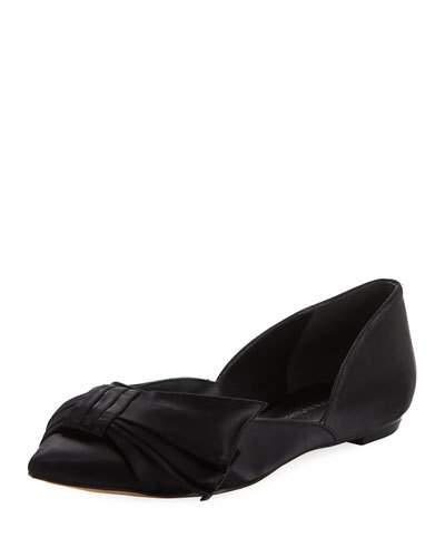 Simona Pleated Satin D'orsay Flat