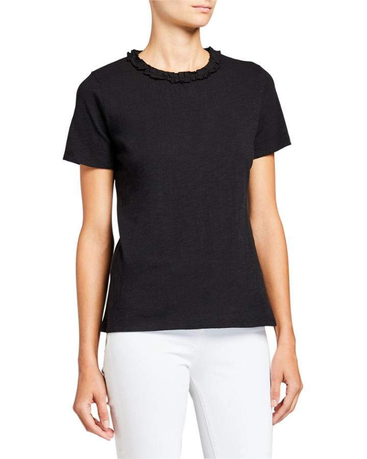 Ruffle Crewneck Short-sleeve Top