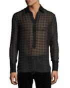 Geometric Semisheer Silk-blend