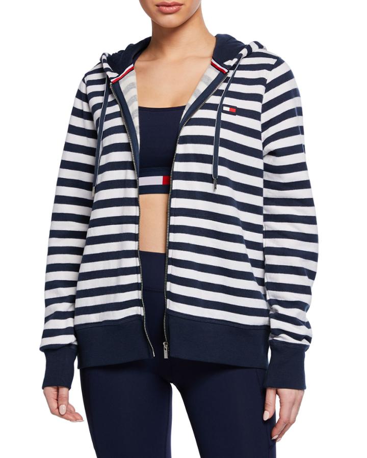 Striped Fleece Zip-up Hoodie