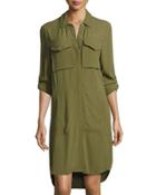 Patch-pocket Shirtdress, Green