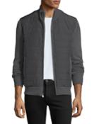 Men's Quilted Water-repellent Jacket With Knit Trim, Gray