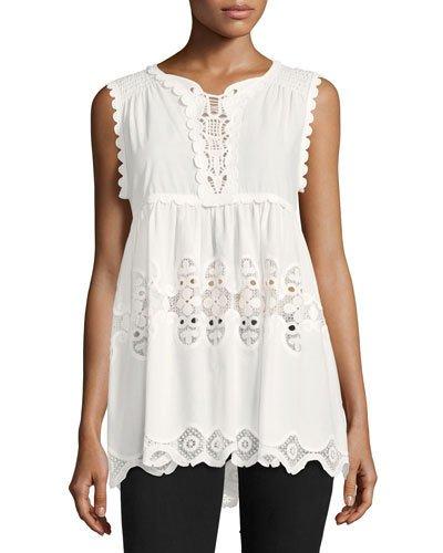 Embroidered Cotton-voile Top