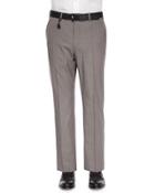 Check Cotton/linen Trousers, Tan/brown