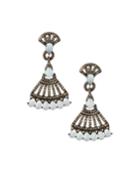 Silver Drop Earrings With Champagne Diamonds & Aquamarine