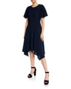 Short-sleeve Flowy Dress With Ruffle