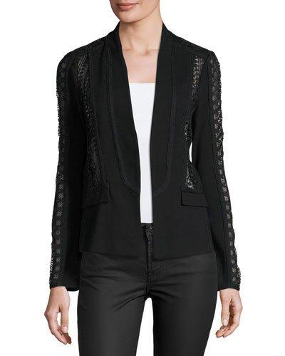 Paige Lace-inset Jacket, Black