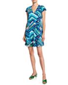 Breene Geometric-print Cap-sleeve