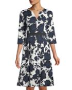 Ella 3/4-sleeve Floral Ottoman Dress