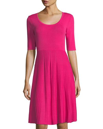 Half-sleeve Scoop-neck Dress