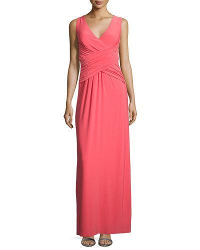 Sleeveless Crisscross Gown, Hibiscus