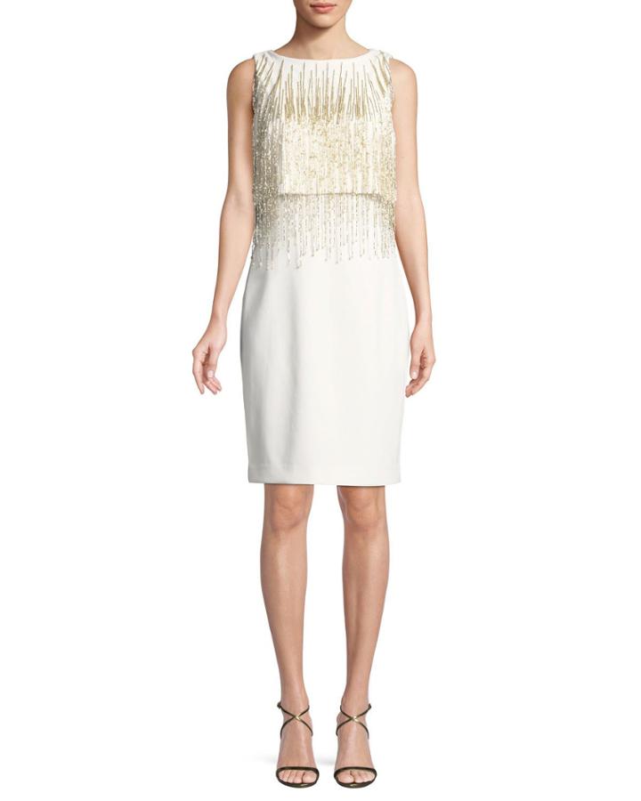 Square-neck Flounce-sleeve Dress