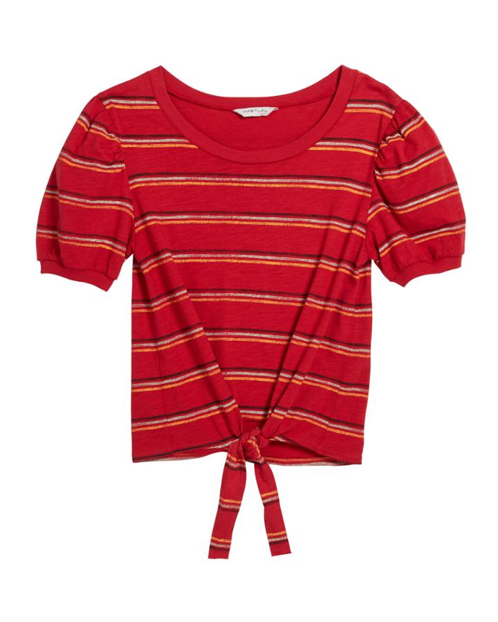Brynlee Striped Puffy Sleeves Shirt,