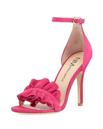 Alvarita Suede Ruffle Pump, Pink