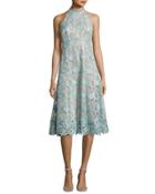 Sleeveless Floral Lace Cocktail Dress,