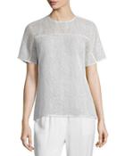 Short-sleeve Corded-lace T-shirt, Chalk