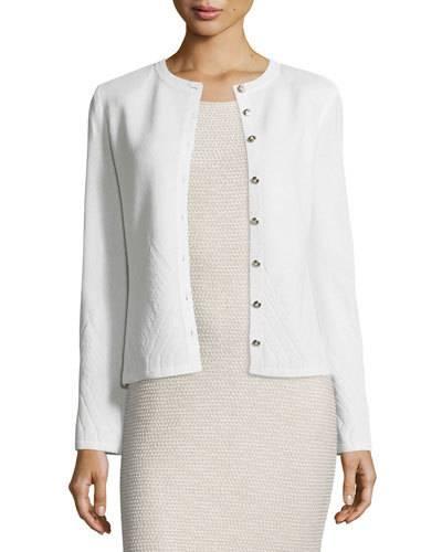 Santana Diamond Knit Cardigan, Bright White