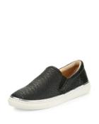 Caseyy Snake-embossed Sneaker, Black/silver