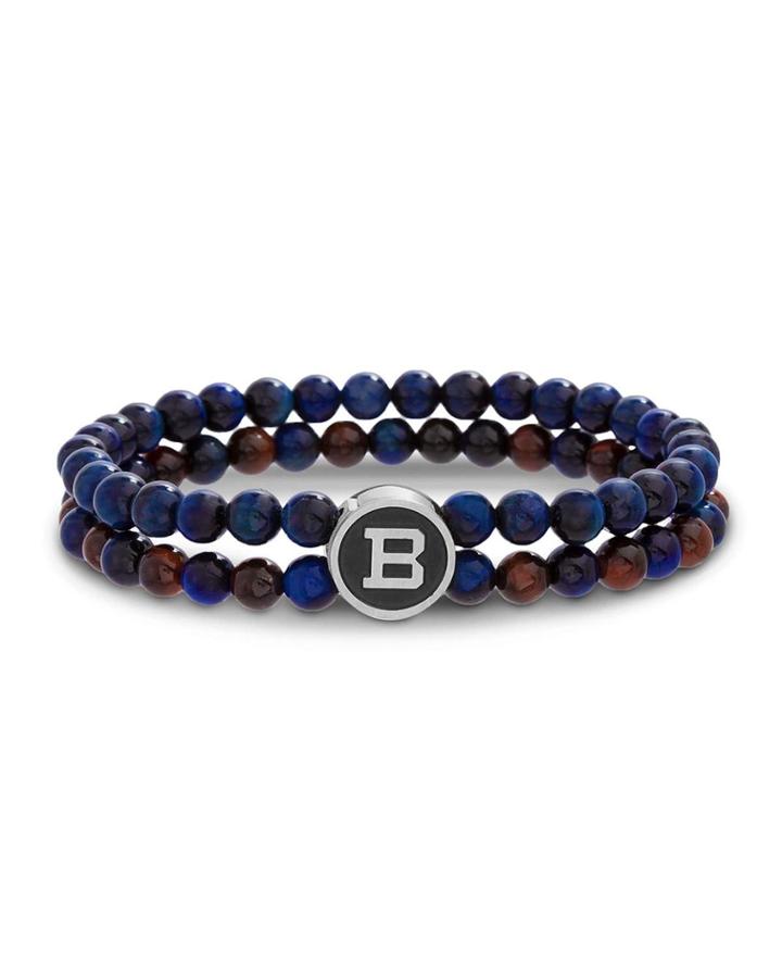 Men's Tiger's Eye Bead Bracelet, Blue/brown