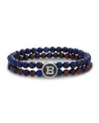 Men's Tiger's Eye Bead Bracelet, Blue/brown