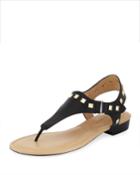 Yolene Studded Calf Sandal, Black/gold