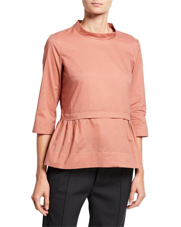 Crewneck 3/4-sleeve Peplum Top