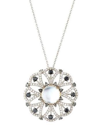 Margherita 18k White, Black & Gray Diamond Pendant Necklace