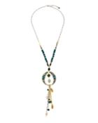 Crystal Tassel Dangle Necklace, Green
