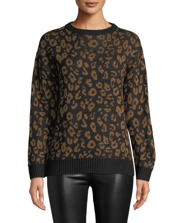 Leopard-jacquard Crewneck