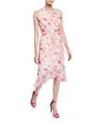 Floral Faux-wrap Ruffle Dress
