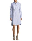 Albion Button-front Long-sleeve Striped Poplin