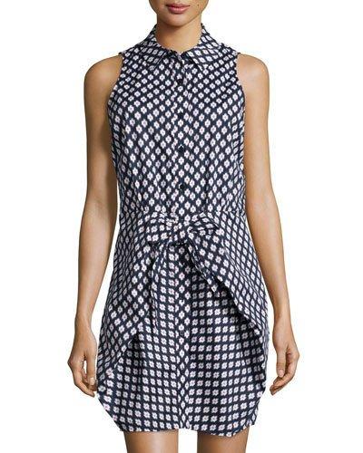 Southwestern-print Knit Dress, Real Navy