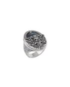 Carved Figurine Oval Ring,
