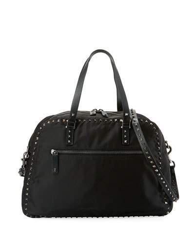 Rockstud Nylon Tote Bag, Black