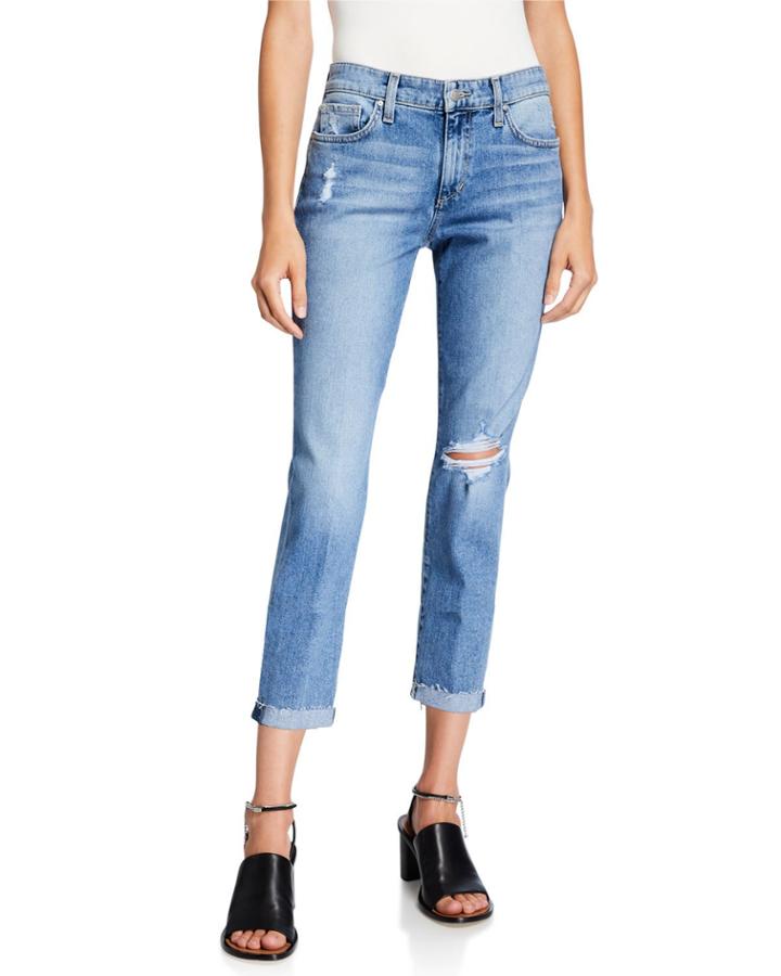 Slim Boyfriend Distressed Cropped Jeans