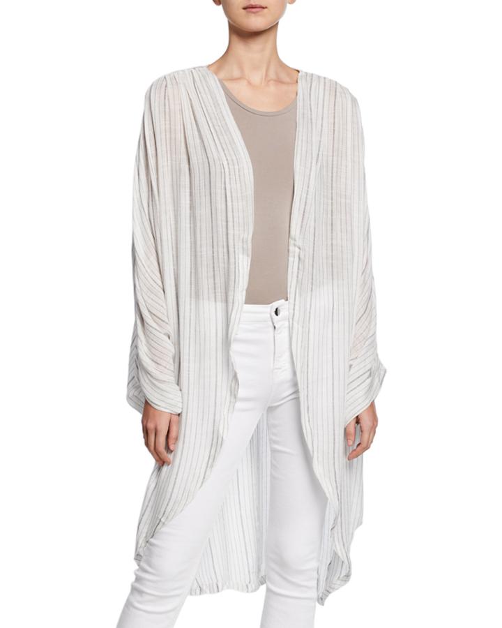 Striped Kimono W/ Pleated