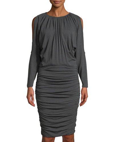 Ruched Cold-shoulder Dress