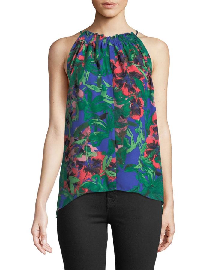 Melinda Floral High-neck Blouse