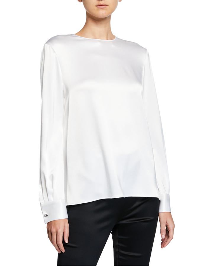 Satin Button-back Blouse