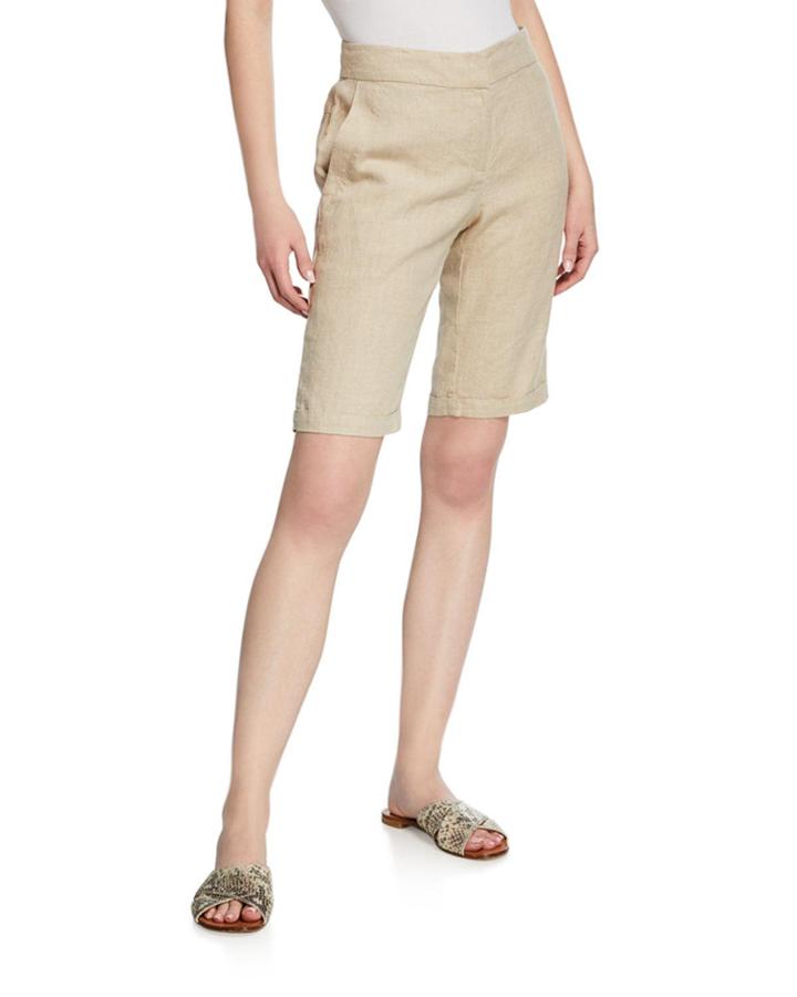 Plus Size Mid-rise Organic Linen Bermuda Walking