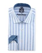 English Laundry Striped Poplin Dress Shirt, Blue, Men's,
