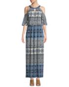 Cold-shoulder Flare-sleeve