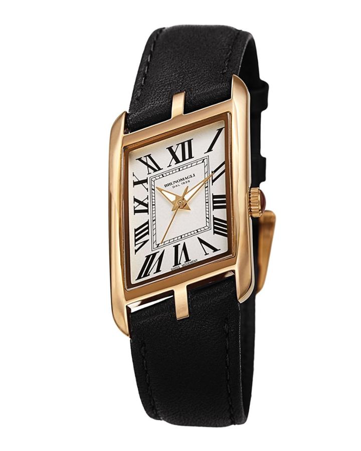 Sofia Asymmetric Watch W/ Leather Strap, Black/gold