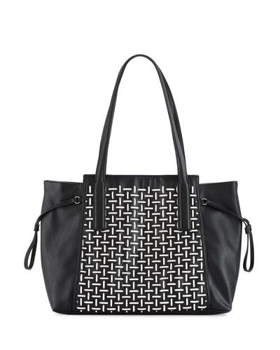 Nadia Two-tone Tote Bag, Black/white