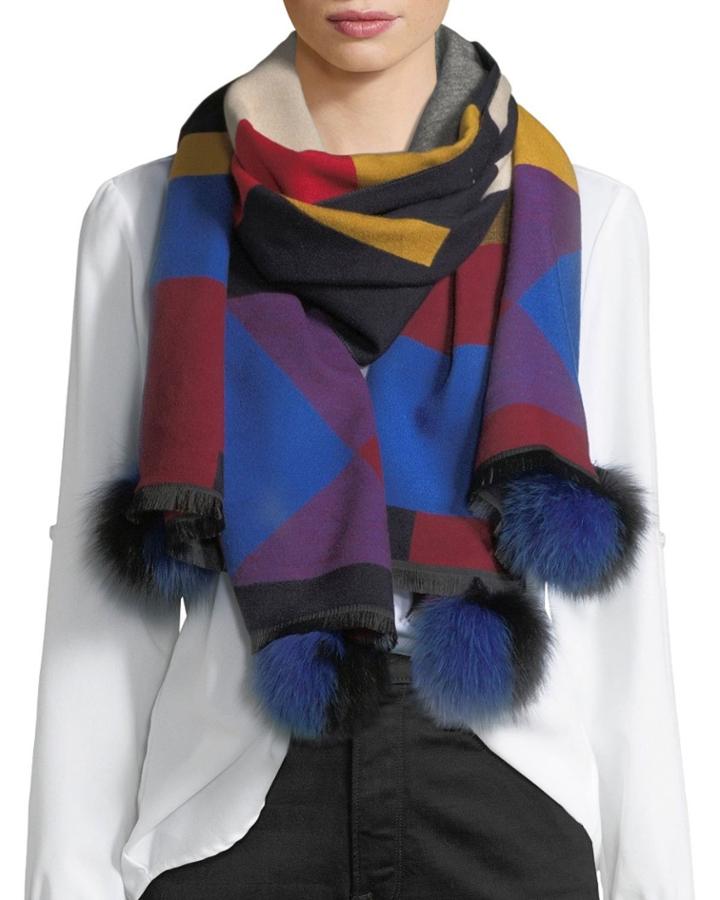 Geometric Fox Fur Pompom